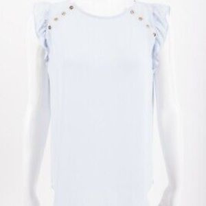 NWT Loft baby blue sleeveless ruffle blouse size large